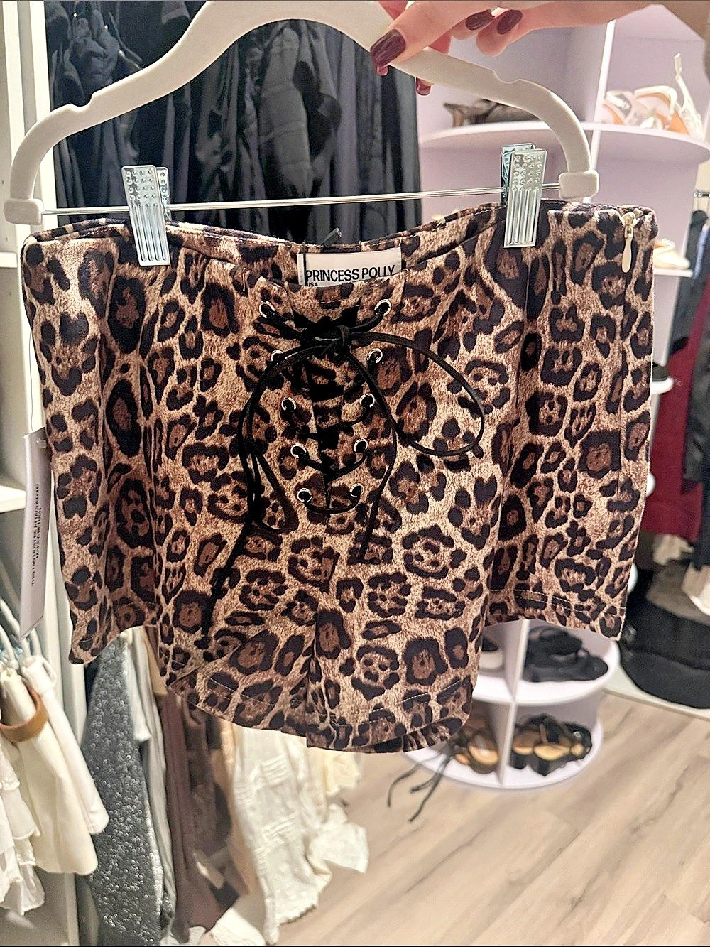Princess Polly Lanner Shorts Leopard Print Lace-Up Shorts